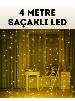 4 Metre Şelale Perde Led Işık Dış Mekan İç Mekan Uyumlu