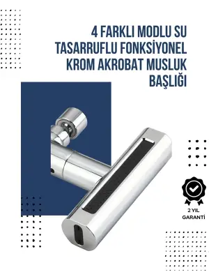 4 Modlu Musluk Başlığı | Şelale, Yağmur, Sprey, Köpük Akışı | Yüksek Basınç Performansı | Modern Tasarım