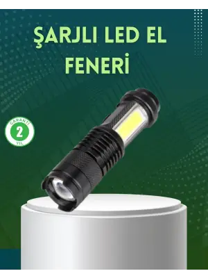 4 Modlu Usb Şarjlı Led El Feneri Kamp Ve Outdoor