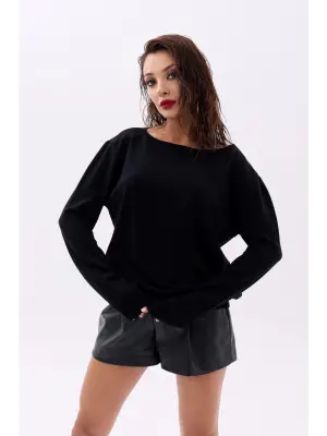 4216 TRİKO DÜZ SALAŞ KAZAK-SİYAH