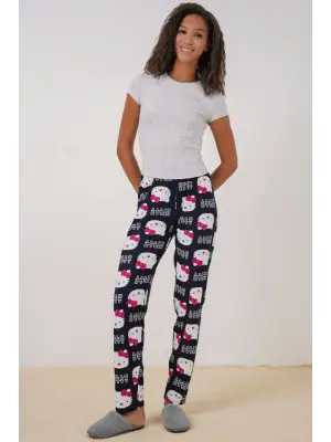 Desenli Pijama Altı Lacivert Kadın Giyim