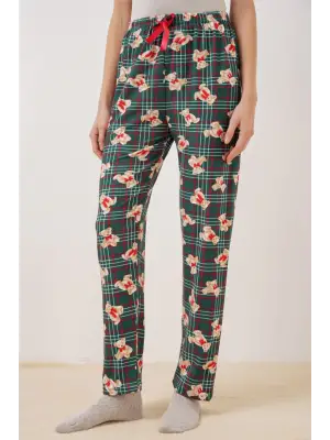 4323 Desenli Pijama Altı - Zümrüt Yeşili