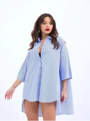 4328 GÖMLEK-MAVİ BEYAZ ÇİZGİLİ