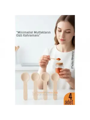4’lü Ahşap Ölçü Kaşığı Seti – 6.5 cm Doğal Ahşap, Baharat ve Kahve İçin Pratik Mutfak Yardımcısı