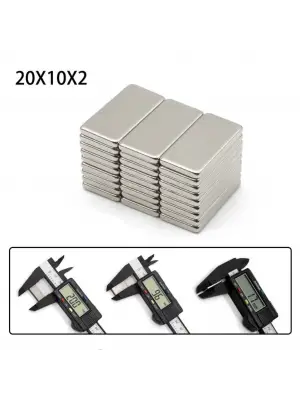 5 Adet 20x10x2 Mm Neodyum Mıknatıs Köşeli Magnet N35 Nikel Kaplama Güçlü Kaliteli Dayanıklı