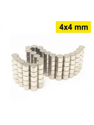 5 Adet 4x4 Mm Yuvarlak Neodyum Mıknatıs N35 Güçlü Magnet Nikel Kaplama