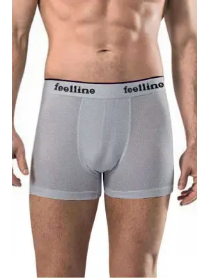 Gri Pamuklu Doğal Likralı Erkek Boxer