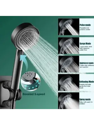 5 Kademeli Duş Başlığı Siyah