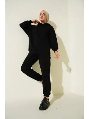 Siyah Oversize Eşofman Takımı Kadın Giyim