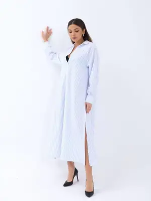 Omarı Şık ve Modern Çizgili Elbise