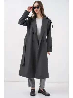 Cool Uzun Trençkot - Antrasit