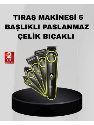 5’i 1 Arada Şarjlı Erkek Bakım Seti Led Göstergeli Ve Suya Dayanıklı