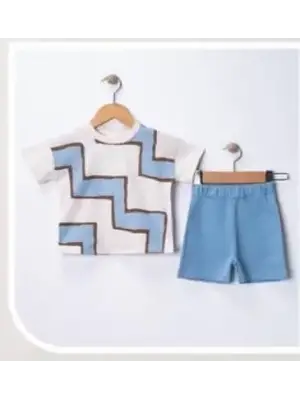 6/18 Ay Geometrik Baskılı Oversize Bebek Takımı