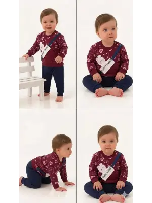 6/24 Ay Baskılı Penye Bebek Takımı