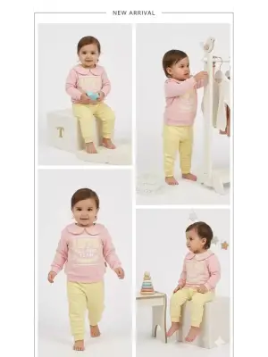 6/24 Ay Bebe Yakalı Penye Bebek Takımı