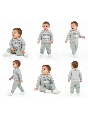 6/24 Ay Bebe Yakalı Penye Bebek Takımı