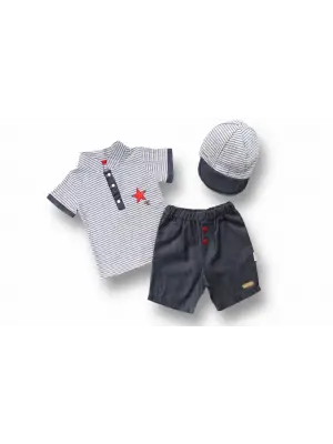 Modern VIP Yaka Şapkalı Erkek Bebek Takımı