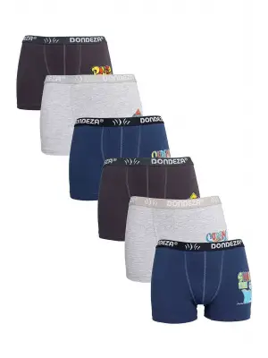 Omarı Renkli Desenli Erkek Çocuk Boxer Seti