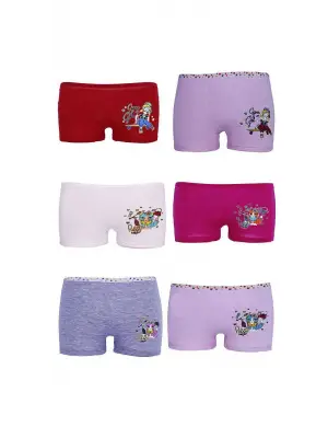 Omarı Renkli Desenli Kız Çocuk Boxer İç Çamaşırı Seti