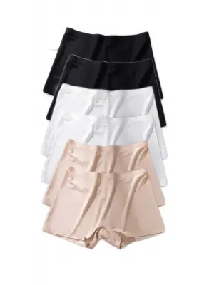 6 Adet Kadın Dikişsiz Görünmez İz Yapmaz Mini Şort Boxer Siyah Beyaz Ten