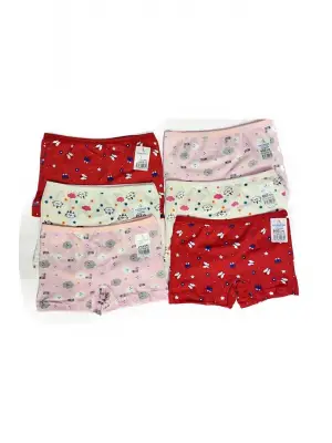 Omarı Renkli Desenli Kız Çocuk Boxer Seti
