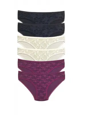 Omarı Şeffaf Dantelli Ön Kadın Slip Külot Seti