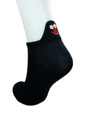 Emoji Desen Nakış Baskılı Kadın Pamuklu Bilek Çorap