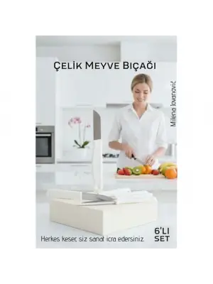 6lı Premium Paslanmaz Çelik Meyve Bıçağı Seti - Beyaz Saplı Keskin Soyma Bıçağı Takımı