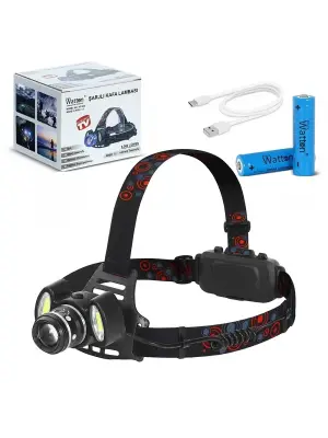 6000 Lümen 3 Başlık Şarjlı Kafa Lambası  Wt-630