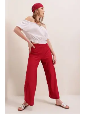 6543 Örme Pantolon - Kırmızı