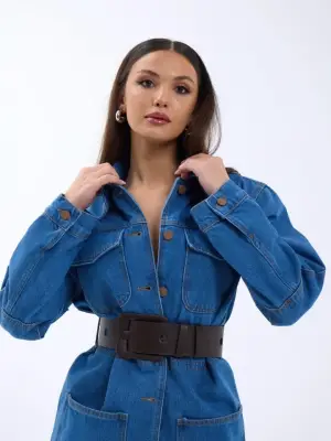 Şık Mavi Denim Ceket