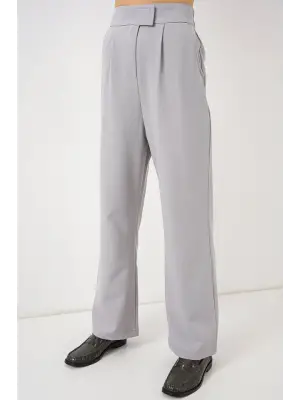 6612 Yüksek Bel Kumaş Pantolon - Gri