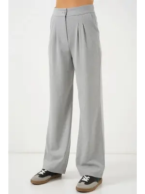 6638 Yüksek Bel Palazzo Pantolon - A.Gri