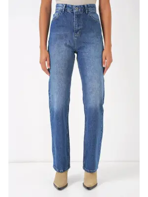 6687 Bol Paça Kot Pantolon - Mavi