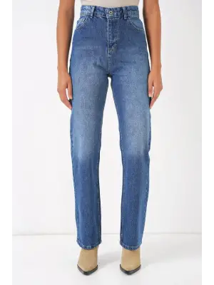 6687 Bol Paça Kot Pantolon - Mavi