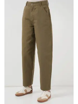 6703 Yüksek Bel Kot Pantolon - Haki