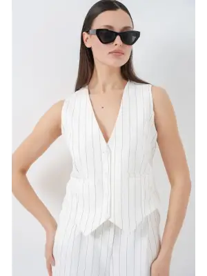 6709 Yelek Pantolon İkili Takım - B.Beyaz