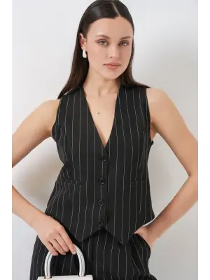 6709 Yelek Pantolon İkili Takım - D. Siyah