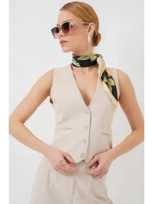 6709 Yelek Pantolon İkili Takım - Krem