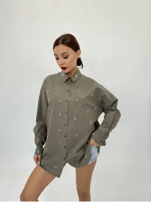 Haki Oversize Gömlek