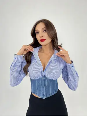 Çizgili Mavi Beyaz Gömlek