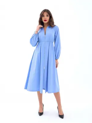 Omarı Şık ve Zarif Koyu Mavi Elbise