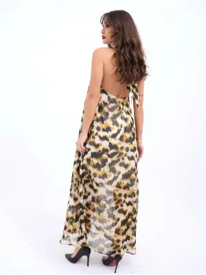 Omarı Kadife Klasik Siyah Elbise