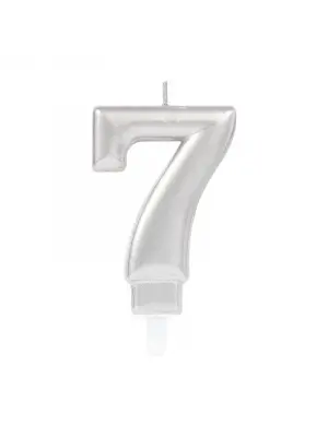 7 Rakam Mum Gümüş Renk