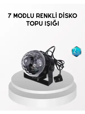 7 Renk Modlu Müzik Sensörlü Disko Topu – Led Işıklı Parti Aydınlatması