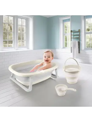 Omarı Katlanabilir Bej Banyo Seti 3lü