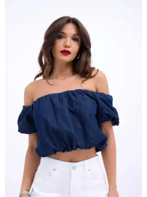 Crop Mavi Bluz Modelleri