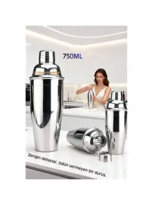 750 ml Inox Shaker - Kokteyl Karıştırma Kabı  Süzgeçli Bar Shaker Paslanmaz Çelik