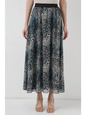 8032 Uzun Şifon Etek - İndigo