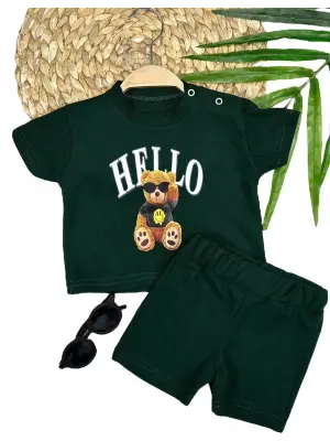 Sevimli Ayıcık Baskılı Erkek Bebek Takımı